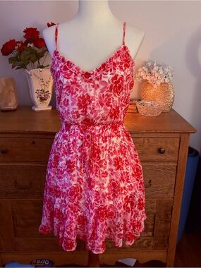 Trixxi pink & White Floral Dress feminine flirty mini adorable small s